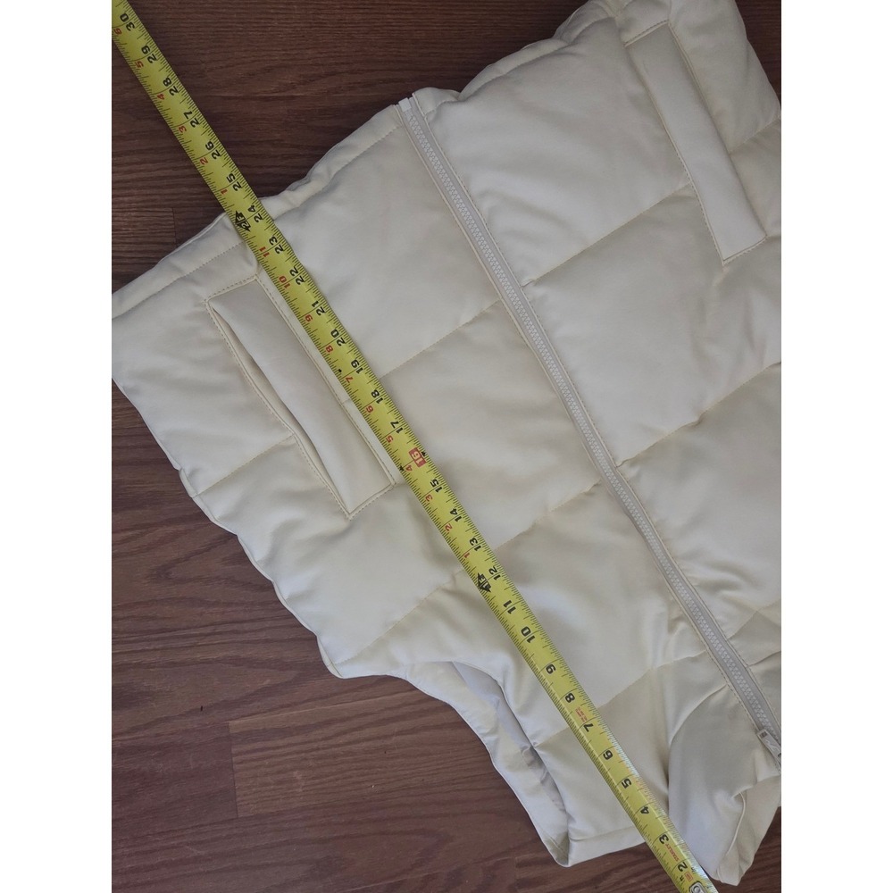 Hollister Womens Faux Leather Puffer Vest Off White Cream full Zip Size M - Picture 8 of 8